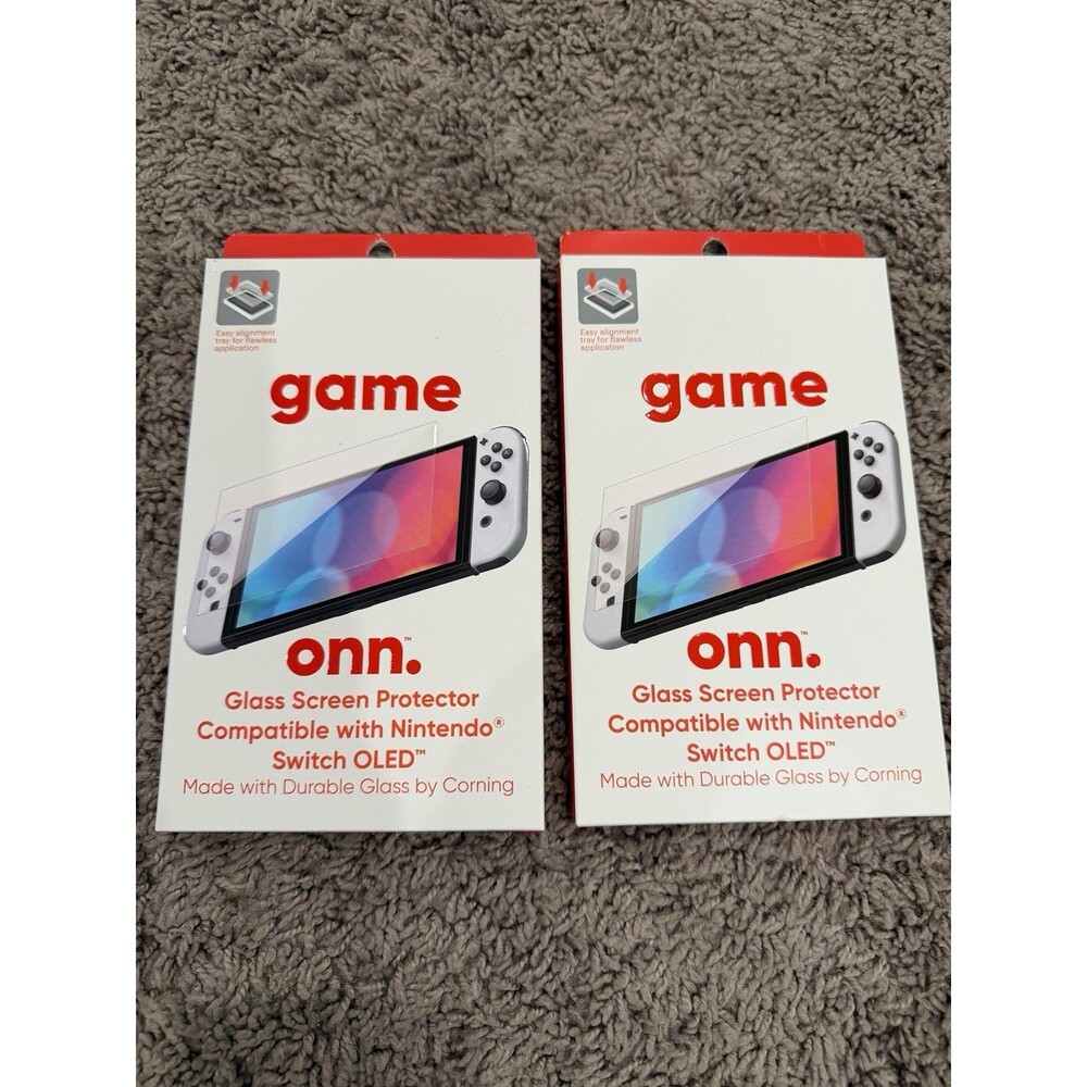 LOT OF 2 onn Glass Screen Protector Nintendo Switch OLED Corning Glass NIB